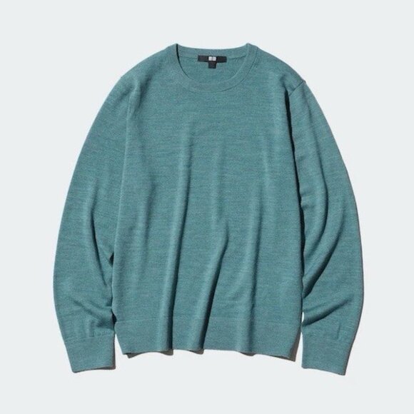 Uniqlo Merino Wool Sweater Womens S Green Knit Crewneck - Picture 1 of 8